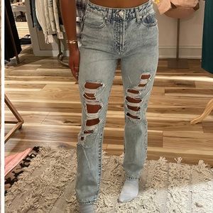 Juicy couture straight leg rhinestone jean